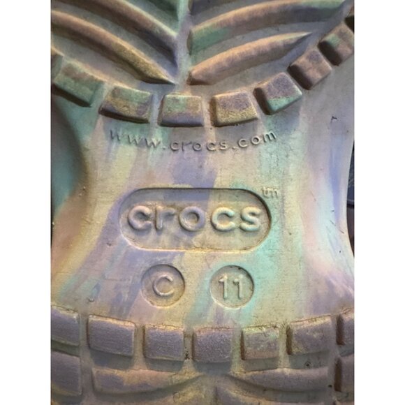 Crocs Kids Classic Clog Purple Tie-Dye Slip-On Shoes Size C10/C11 - Picture 8 of 8